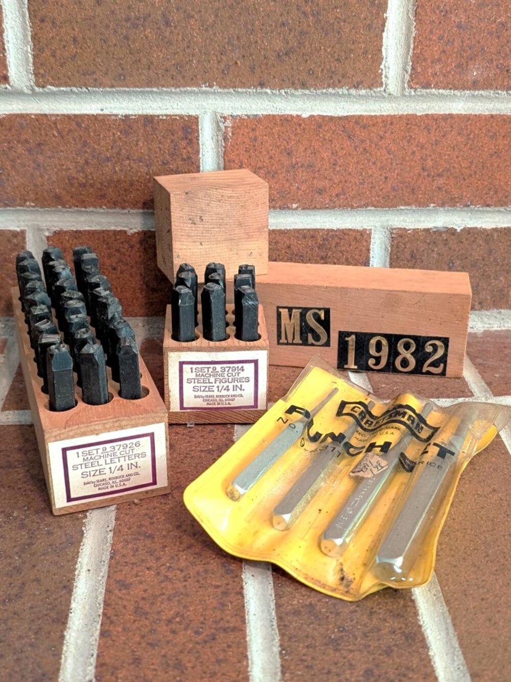 Vintage Craftsman USA 1/4" Letter & Number Stamp Set + Punch Set Sears Steel